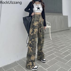 Women s Pants s Camouflage Camo Washed Cargo Pant Street Aesthetic Casual Full Trouser High Waist Wide Leg Straight Pocket y2k korean harajuku 230718