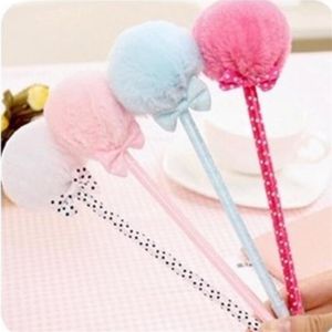 Oferta especial aleatória adorável artigos de papelaria da Coreia do Sul Bowknot pelúcia Caneta esferográfica presente G885325O