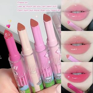 Brilho labial Batom em forma de amor Caneta Geléia de flor Espelho água claro Luz Hidratante Tinta antiaderente Copo coreano cosméticos 1 unidade