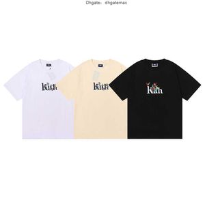 Camisetas masculinas Nicho da marca da moda KITH Begonia Floral Serif Tee T-shirt de manga curta de alta qualidade para homens e mulheres