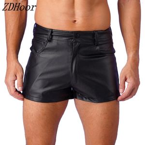 Pantaloncini da uomo Tasche funzionali casual in pelle PU alla moda da uomo Completamente foderate per festival Clubwear Pole Dance