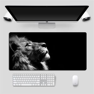 Cool Lion Black Mouse Pad Large Locking Edge Gamer Computer Desk Mat Anime Non-Scid Gaming Mousepad Notebook PC Accessories 210615256G