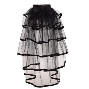 Black Tiered Tulle Tutu Skirt Bustle Costume for Women Gothic Victorian Steampunk Black Overskirt White Red Purple253W