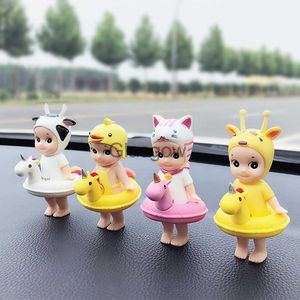 Interiördekorationer Bilprydnad Söt enhörning Simning Ring Angel Doll Lovely Automobiles Intern Dashboard Decoration Toys Kids Gifts Accessories X0718