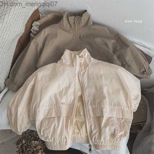 Ceket ceket ceket tam fermuarlı saf pamuk temiz rahat yeni kore yumuşak rahat tasarım çocuk unisex z230720