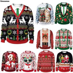 Męskie swetry 3D zabawne humping renifery brzydkie świąteczne swetry skoczki topy mężczyźni kobiety świąteczne drewno snowflake snow santa xmas bluza L230719