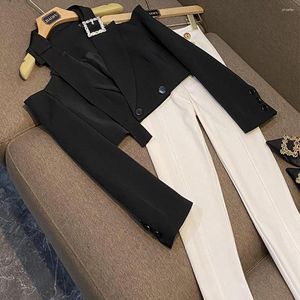Women's Suits Rhinestone Button Out Of Shoulder Sexy Casual Fashion Long Sleeve Women Black Short Blazer Solid Color Coat