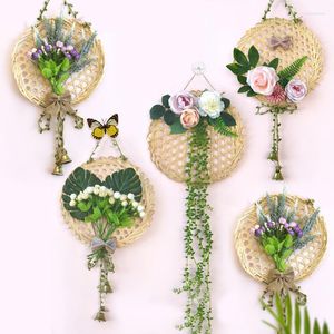 Parti Dekorasyon Simülasyonu Çiçek Yuvarlak Bambu Ürünleri El Yapımı Çiçek Yaratıcı Cazibesi Anaokulu Ev İç Malzemeleri