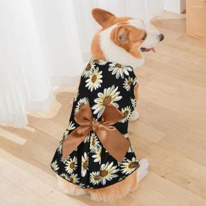 Hundkläder husdjur kjol blommor mönster andningsbar bowknot sommar liten prinsessklänning utomhus valp