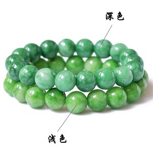 Grad A Natural Cold Jade Beads Armband Hitta ädelstenpärledsmycken Bangle For Women Man Drop Fine Green Chalcedon Gift Factor265D