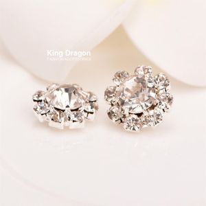 Crystal Rhinestone Button Sew On Flower Center 10MM 20pcs lot Shank Back Or Flat Back Silver Color KD212885