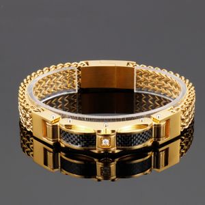 Bangle Gold Color Stainless Steel Link Chain Bracelets For Men's Metal Bracelet Male Charm Jewelry Accessory 230718