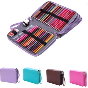 Pencil Bags 184 Holes PU Leather School Pencil Case Large Capacity Colored Pencil Bag Box Multi-functional Pencilcase For Art Supplies Gift 230719