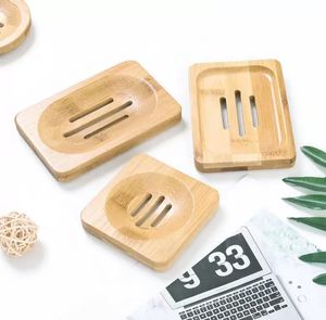 Dish Quality Wooden Natural Bamboo Dishes Holder Rack Plate Tray Multi Style Round Square Soap Container es