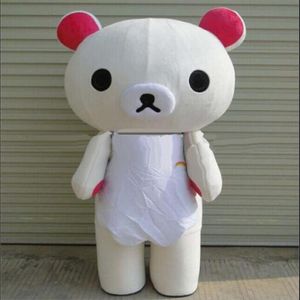 White Rilakkuma Mascot Costumes Animerade tema Japanese Bear Animal Cospaly Cartoon Mascot Character Halloween Purim Party Carniva259w