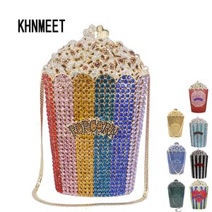 Evening Bags est Luxury Crystal Corn popper Candy Designer Women Clutch banquet Purse boutique Wedding Diamond SC997 230718