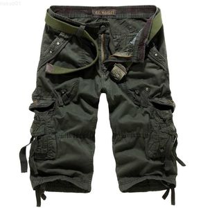 Mäns shorts 2023 Hot Camouflage Cargo Mens Shorts Summer Casual Cotton Military Camo Workout Bermuda Shorts for Men (Without Belt) L230719