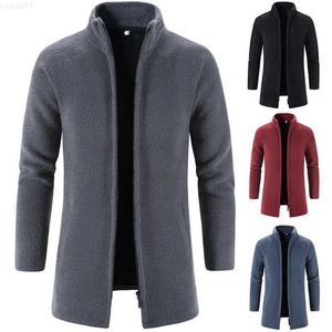 Herrenpullover Mittellanger Trenchcoat Männer Herbst Winter Fleece Dicke warme Kunstpelz Wollpullover Strickjacke Mode Herrenbekleidung L230719