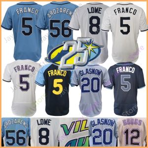 25th Patch Baseball Jersey Wander Franco Randy Arozarena Wade Boggs Shane McClanahan Tyler Glasnow Lowe Baz Ramirez Margot Raley Siri Basabe Jones 45 Taj Bradley