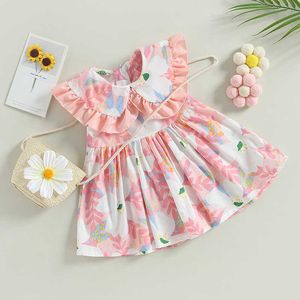 Abiti da ragazza ma baby 9M-3Y Bambino Infantile Baby Kids Girls Dress Ruffle A-Line Abiti con stampa floreale per ragazze Abiti estivi da spiaggia