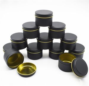 Förvaringslådor BINS 4OZ Luxury Round Black Candle Burkar med lock bulkbehållare Tins Tomlåda för DIY Salves Skin Care Beauty JL1634