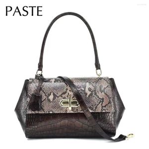 Evening Bags Fashion Blue Crocodile Snake Pattern Luxury Designer Long-handle Handbag Party Cowhide Leather Women's Shoulder Crossbody Bag