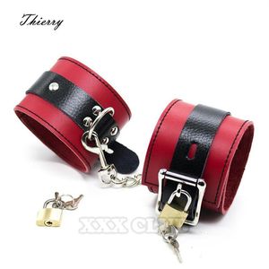 Thierry Fetish Bondags Restraints Products Real Leather Wrist Ankle Cuff For Adult Games Handcuff Foot Cuff Couples Rollplay 21072216C