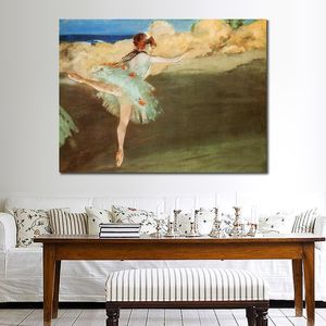 Arte em tela de dançarina bonita, a estrela - dançarina em Pointe Edgar Degas, pintura artística, decoração de quarto de hotel feita à mão