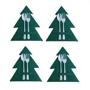 Dinnerware Sets 4PCS Christmas Tree Tableware Holders Knife And Fork Cover Red Green Color Wrapper For Table Party Supplies