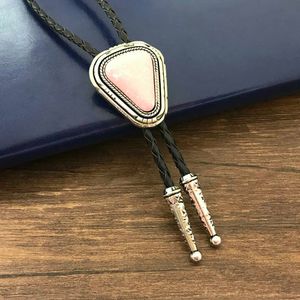 Bolo Ties Retro metal accessories small triangle bolo tie natural pine leather hand-made collar rope banquet for both men and women HKD230719