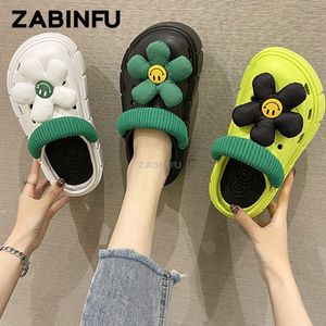 Platform Clog Women Slippers Summer Thick Sole Female Sandals DIY Cartoon Outdoor EVA Anti Slip Girls Garden Hole Shoes 230718