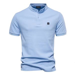 Herren Polos Park Herren Tägliches Poloshirt Baumwollmaterial für Sommer Kurzarm Mann Hochwertiges Pferd Klassisch Solide Farbe Top 230718