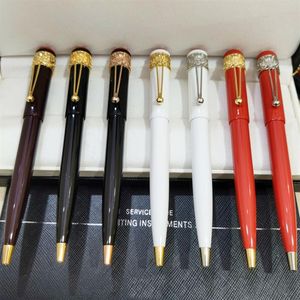 Svart - Red Metal Spider NiB Clip Luxury Ballpoint Pen Högkvalitativ fin Kontorsskola Stationery Fashion Calligraphy Classic Ink 331T