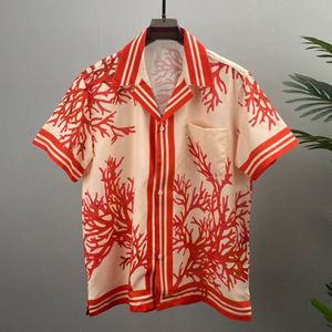 Camisas casuais masculinas Spring Color Contrast manga curta Button Down Shirt Aloha shirt Hip Hop Plant Print Beach Harajuku 230718