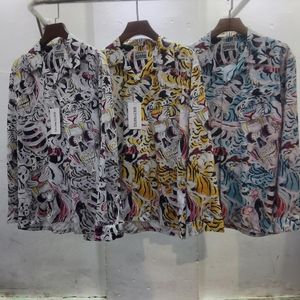 Men's Casual Shirts Real Po WACKO MARIA Long-Sleeved Japanese Street Tiger Totem Skull Full Print Comfortable