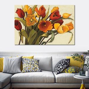 Textured Contemporary Art Tulip Time Hand Painted Village Scenic Canvas Painting Bedroom Decor