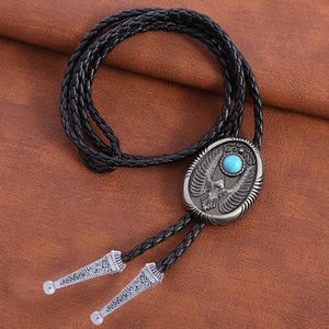 Bolo Ties Turquoise bolo tie collar rope Western Cowboy Pibolo tie HKD230719