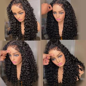 Italien Curly 13x4 PRE PLUCKED LACE WIGS 4B 4C Hårlinjer Peruanska Pre Pluck HD Lace Human Hair Wigs Note Style