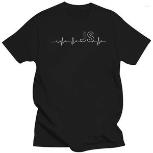 Camisetas masculinas JS JavaScript Heartbeat Programmers Tshirt Coder Computer Pure Cotton Designers Fashion Shirt Print