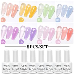 Nail Gel Puente Jelly Polish Set semi transparent nakenfärg för manikyr blötlägg av UV -lackkit 230718