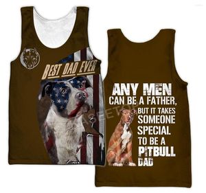 Regatas masculinas engraçadas masculinas Pitbull Lover Dog padrão impresso em 3D Colete de verão Hip-Hop Streetwear Casual Fitness Pulôver sem mangas