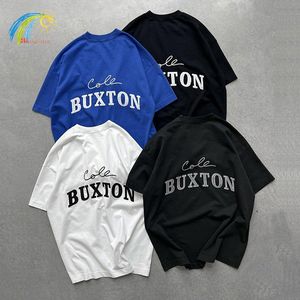 Herren-T-Shirts, klassischer Slogan-Patch, bestickt, Cole Baxton-T-Shirt, 1 Qualität, Königsblau, Braun, Schwarz und Weiß, CB 230718