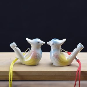 Criativo água pássaro apito argila pássaros cerâmica vitrificada canção chilrear tempo de banho crianças brinquedos presente decoração para casa
