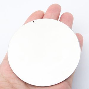 Colares com Pingente de Aço Inoxidável Grande Disco Redondo em Branco 80mm de Diâmetro Placa Estampada Etiqueta Plana Espelho Faça Você Mesmo Para Mulheres Fazer Colar de Jóias