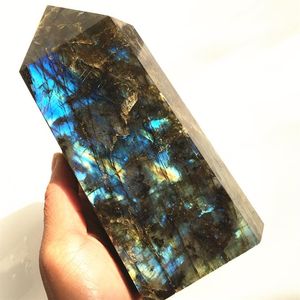 1/5 kg di grandi dimensioni labradorite naturale quarzo obelisco grande bacchetta di cristallo punto cristallo di quarzo gemma torre reiki guarigione219t