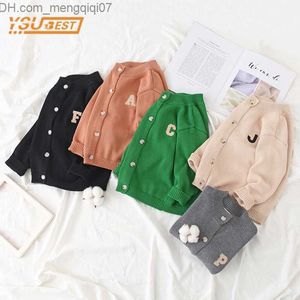 Coat Spring and Autumn Baby Boys and Girls Long Sleeve J-Letter Cardigan Sweater Children's Jacket Knitted Cardigan Sweater Z230719