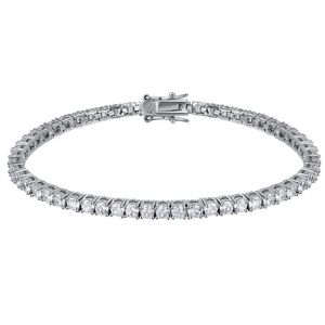 Pulseira de tênis de prata 925 real sólida 15-21 cm Pave completa 3 mm de 5A CZ Presente eterno para esposa Joias finas 296k