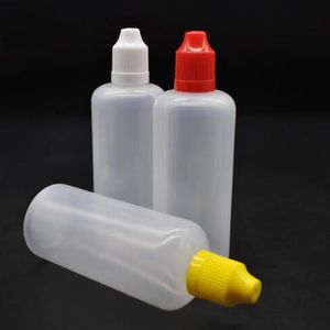 E CIG E JUICE E液体プラスチックドロッパーボトル100mlのプラスチックオイルドロッパーボトルセーフティキャップとストックの長い薄い先端236m