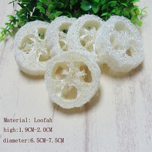 Yaklaşık 6-7 5 cm çapında yaklaşık 1 9 cm yuvarlak 150pcs lot doğal LOOFAH LUFFA LOOFA PAD SPA Banyo Yüz Soap Tutucu Drop243C