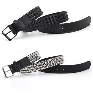 Halsband Pyramid Fashion Rivet Belt Men Kvinnors Punk Rock med Pin Buckle Midjeband 230718